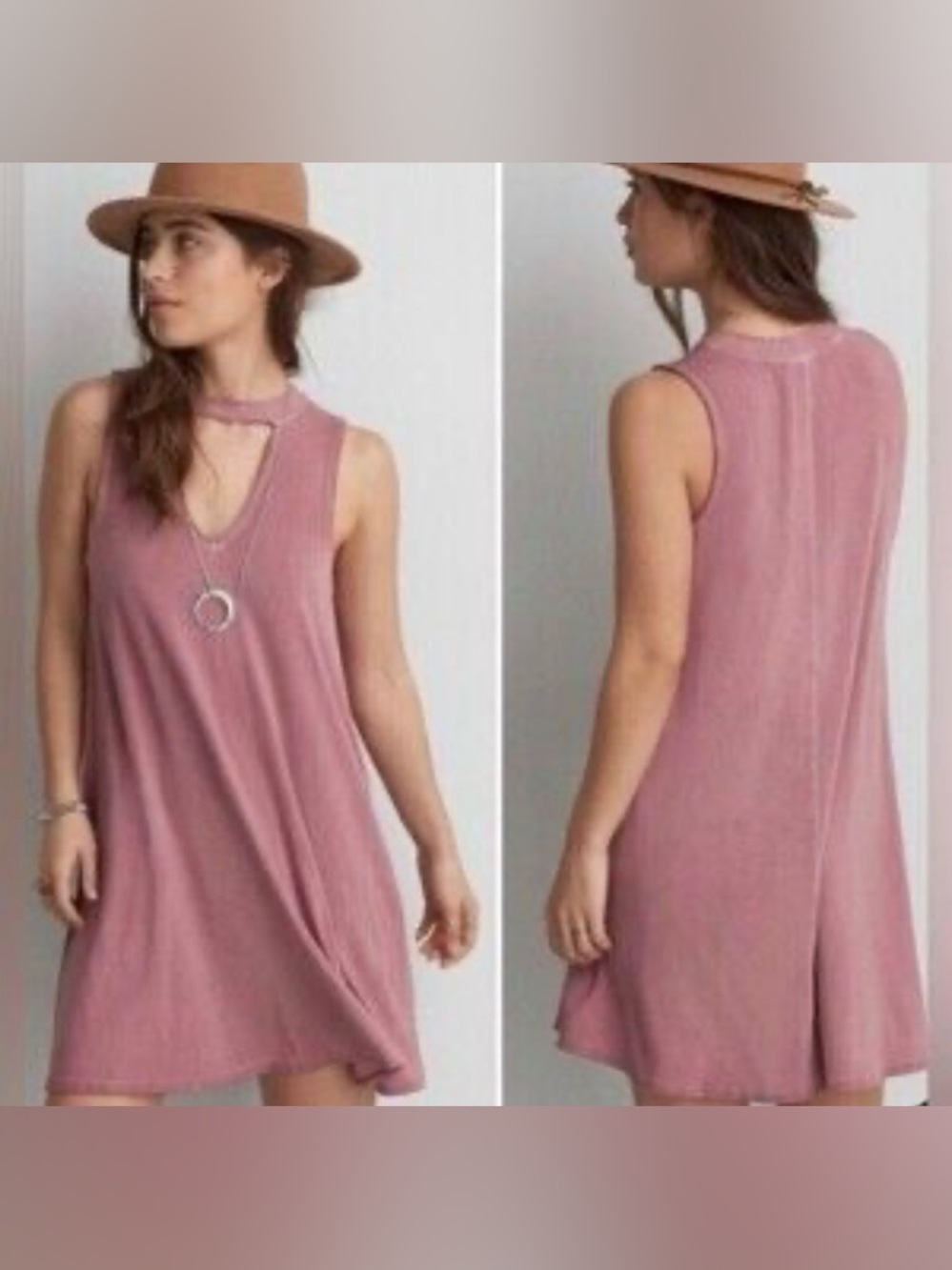 M American Eagle Outfitters Sleeveless Pink Mini Dress keyholes Cutout Medium